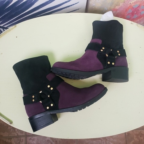 Lori Goldstein Women's Purple Black Color Block Heeled Boots Size 6M - Picture 8 of 11